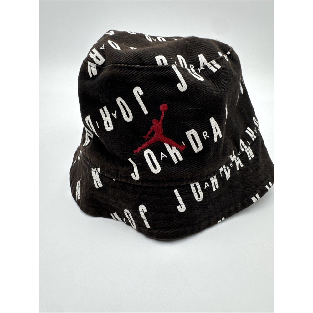 Nike Jordan Jumpman Logo Kids Boys Child Size Sun Beach Bucket Hat Black Used